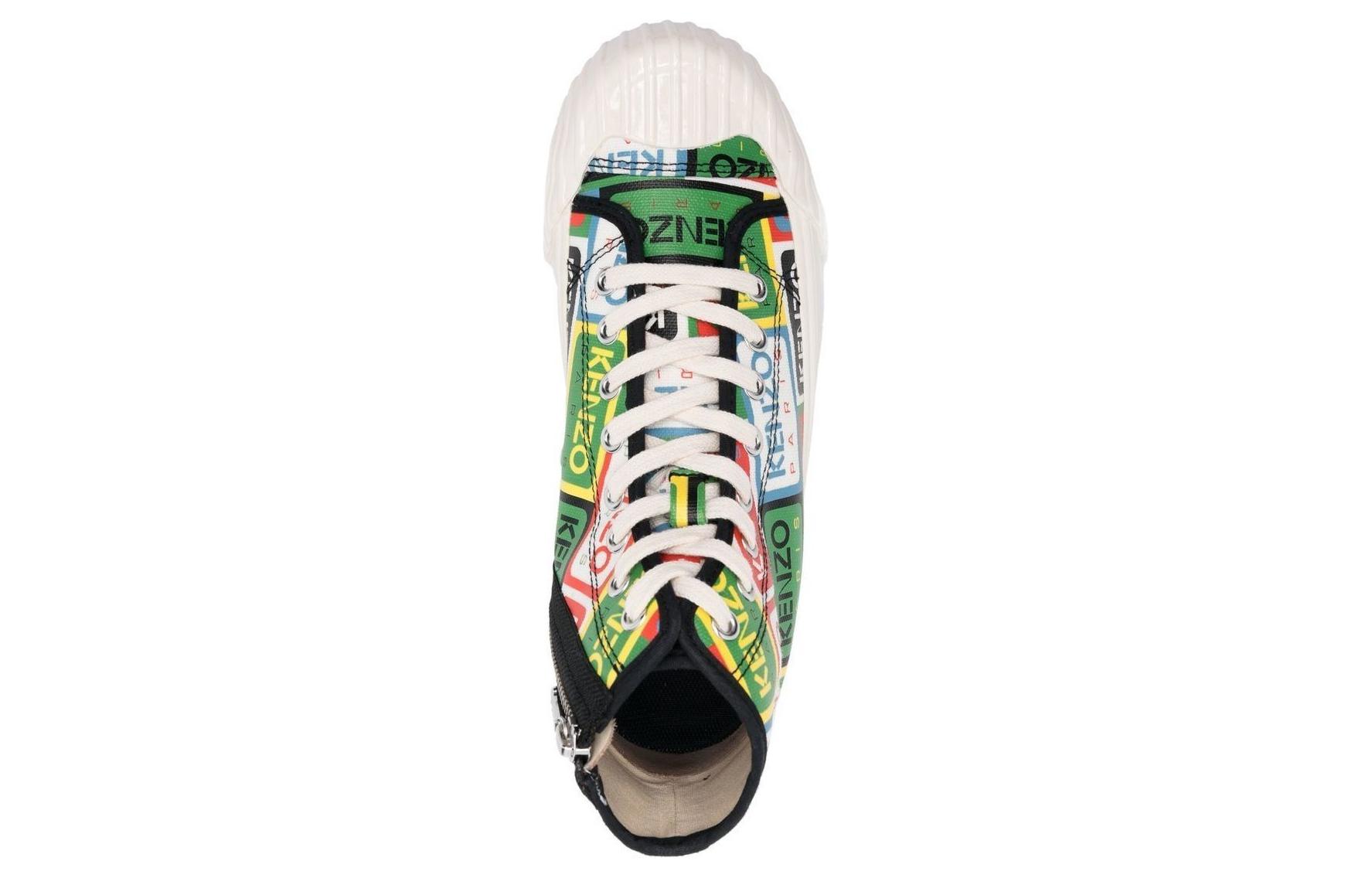 Shop KENZO 高田賢三 帆布 高幫綁帶圓頭 時尚板鞋 女款 多色