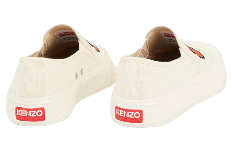 Shop KENZO 高田賢三 帆布 低幫套腳圓頭 時尚板鞋 女款 白色