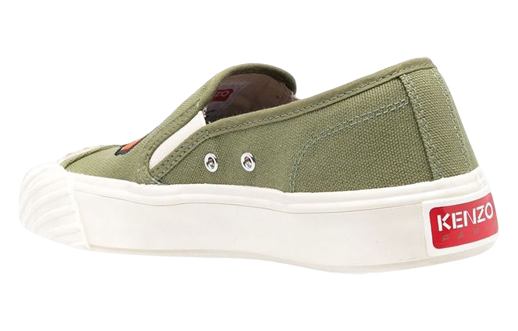 Shop (W) Kenzo Kasut Slip-On Kanvas Rendah 'Khaki' FD52SN005F73.50