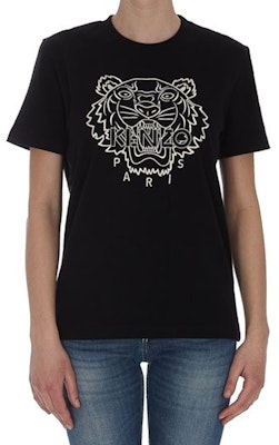(W) KENZO Klasik Logo Harimau Baju T-Shirt Hitam Crewneck Bersulam FB52TS9124SL-99 Lookbook (W) KENZO Klasik Logo Harimau Baju T-Shirt Hitam Crewneck Bersulam FB52TS9124SL-99