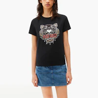 Lookbook (W) KENZO 經典虎頭刺繡圖案寬鬆短袖 女款 黑色 FW21 FB62TS8464YB-99