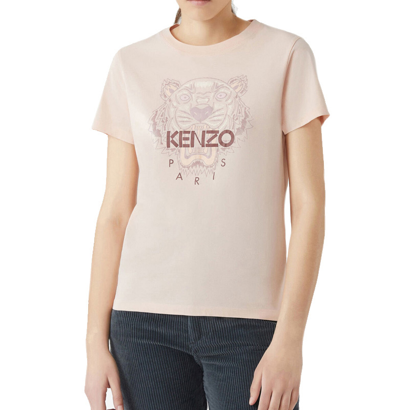 Shop (Women) KENZO Classic Tiger Logo Crewneck T-shirt Pink () FA62TS8464YB-34