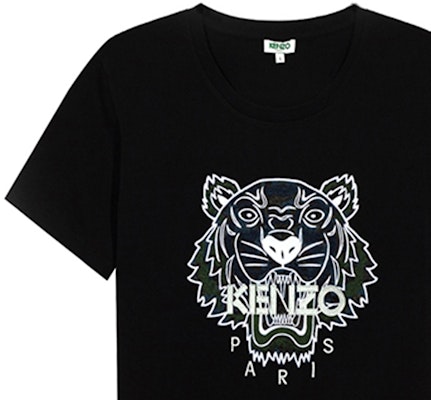 (W) KENZO Camiseta Negra Regular Fit con Logo Clásico de Tigre en el Pecho PF762TS8494YG-99 Details for (W) KENZO Camiseta Negra Regular Fit con Logo Clásico de Tigre en el Pecho PF762TS8494YG-99