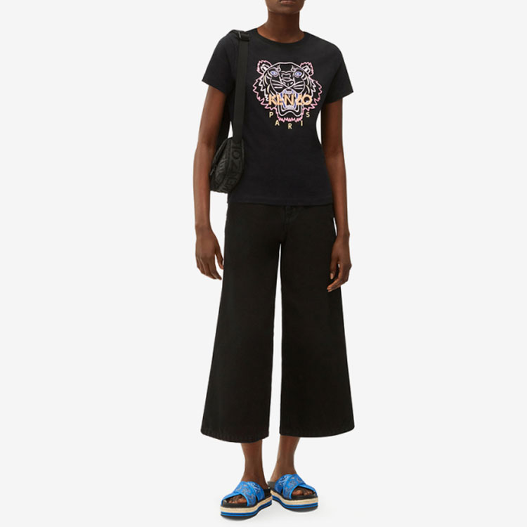 Shop (W) KENZO Camiseta Negra Clásica con Estampado de Tigre FC52TS8464YG-99