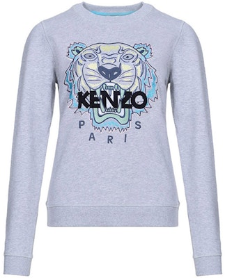 (Women) KENZO Cotton Pullover Sweatshirt with Tiger Print Pearl Grey F962SW7054XA-94 Order (Women) KENZO Cotton Pullover Sweatshirt with Tiger Print Pearl Grey F962SW7054XA-94