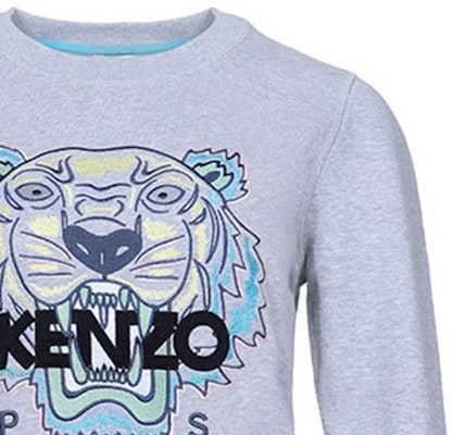 (Women) KENZO Cotton Pullover Sweatshirt with Tiger Print Pearl Grey F962SW7054XA-94 Details for (Women) KENZO Cotton Pullover Sweatshirt with Tiger Print Pearl Grey F962SW7054XA-94