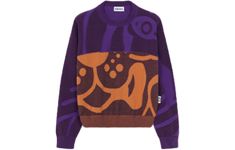 (Women) KENZO Crewneck Oversized Sweater in Eggplant Purple. FB62PU6403TC-80