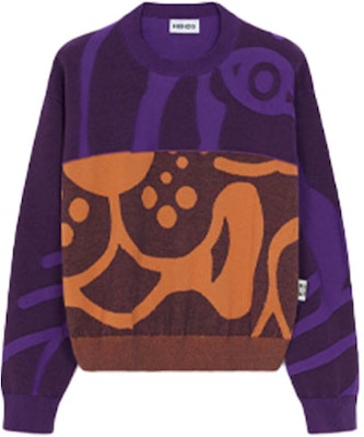 (W) KENZO Crewneck Sweater Oversized Ungu Terung. FB62PU6403TC-80 Buy (W) KENZO Crewneck Sweater Oversized Ungu Terung. FB62PU6403TC-80