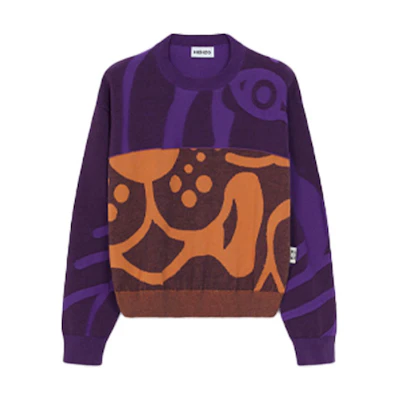 (Women) KENZO Crewneck Oversized Sweater in Eggplant Purple. FB62PU6403TC-80