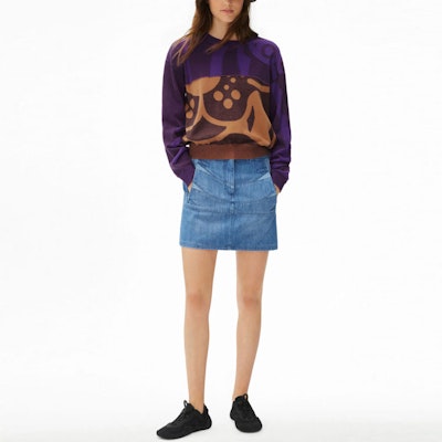 (W) KENZO Crewneck Sweater Oversized Ungu Terung. FB62PU6403TC-80 Shop (W) KENZO Crewneck Sweater Oversized Ungu Terung. FB62PU6403TC-80