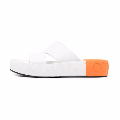 (W) Kenzo Double Color Leather Fashion Sandals 'White Orange'