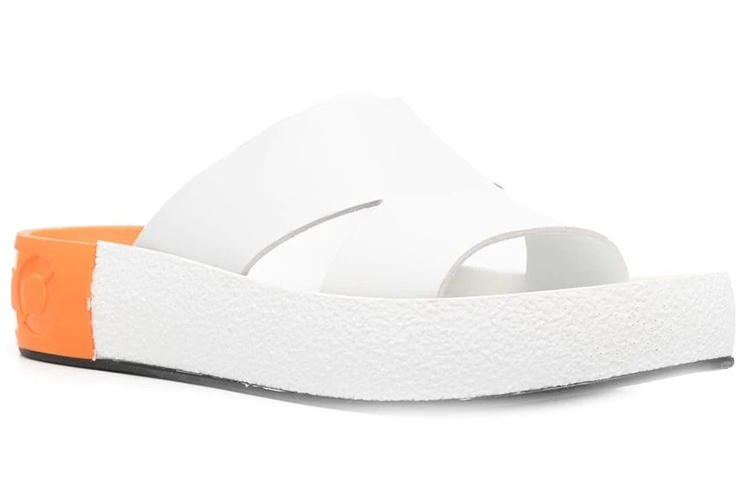 (W) Kenzo Double Color Leather Fashion Sandals 'White Orange' 圖 2