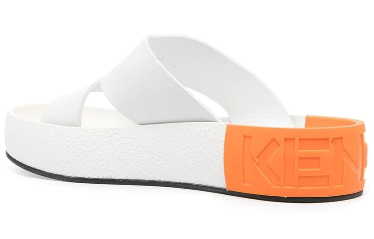 (W) Kenzo Double Color Leather Fashion Sandals 'White Orange' 圖 3