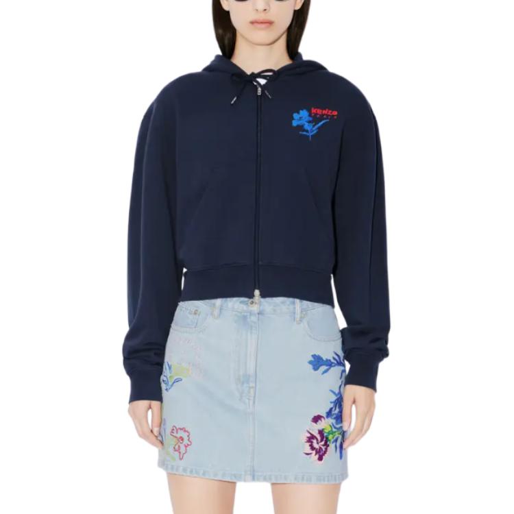 Purchase (W) Kenzo 绘花刺绣连帽卫衣 深蓝色 FE52SW1184MI-77