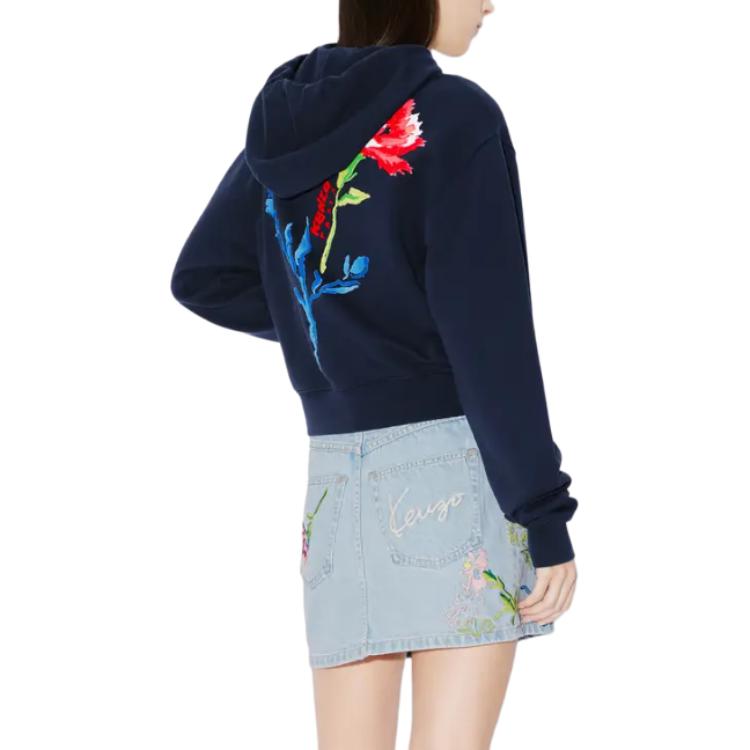 Details for (W) Kenzo 绘花刺绣连帽卫衣 深蓝色 FE52SW1184MI-77