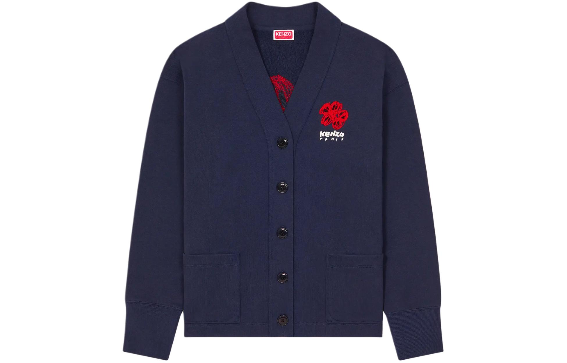 Order (W) KENZO Cardigan Logo Sulaman Varsity Biru Navy Baju Rajut FE52SW1264ME-77