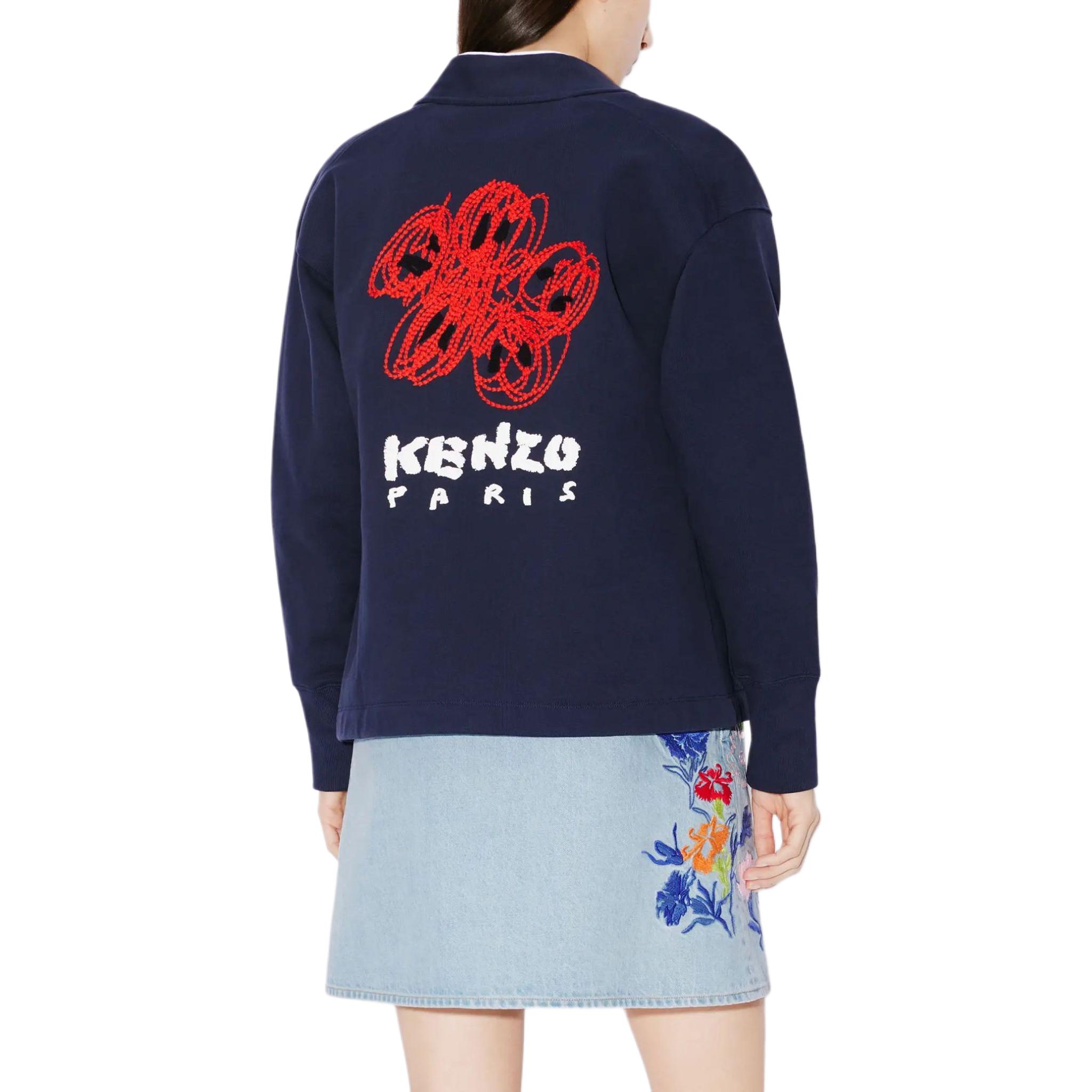 Details for (W) KENZO Cardigan Logo Sulaman Varsity Biru Navy Baju Rajut FE52SW1264ME-77