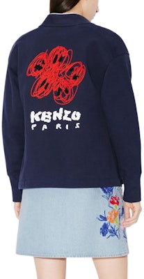 (W) KENZO Cardigan Logo Sulaman Varsity Biru Navy Baju Rajut FE52SW1264ME-77 Details for (W) KENZO Cardigan Logo Sulaman Varsity Biru Navy Baju Rajut FE52SW1264ME-77