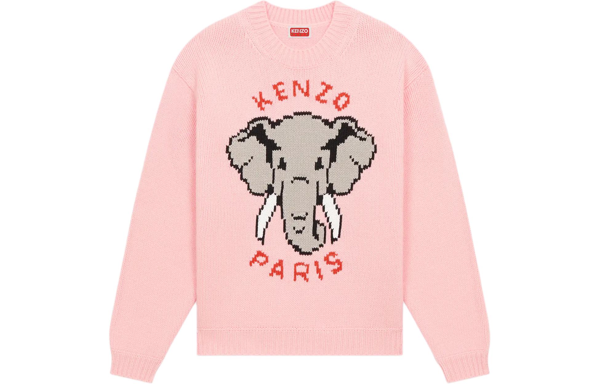 (Women) KENZO Elephant Wool Jumper Pink  Animal Print Crewneck Sweater FD52PU3653BA-34 圖 2