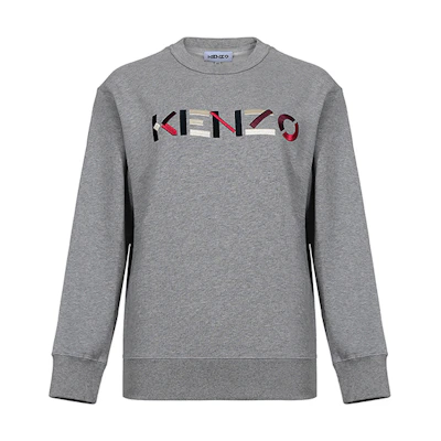 (Women) KENZO Embroidered Logo Fleece Sweatshirt Pearl Gray FA62SW8204MO-94