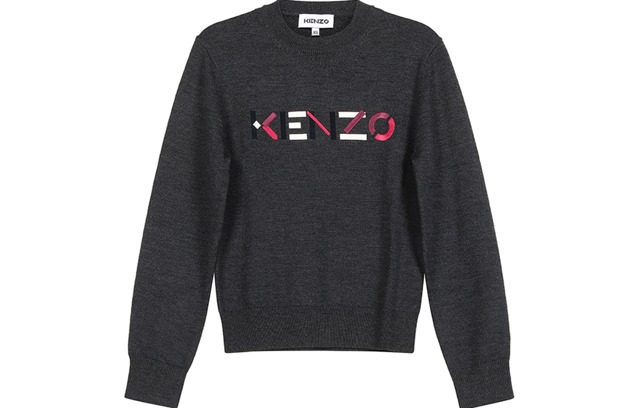 (Women) KENZO Embroidered Logo Wool Knit Sweater Dark Grey FA62PU5413LA-97
