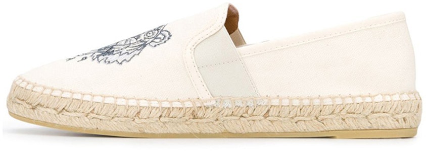 KENZO 高田賢三 虎頭刺繡 草編時尚板鞋 女款 米白 Buy KENZO 高田賢三 虎頭刺繡 草編時尚板鞋 女款 米白