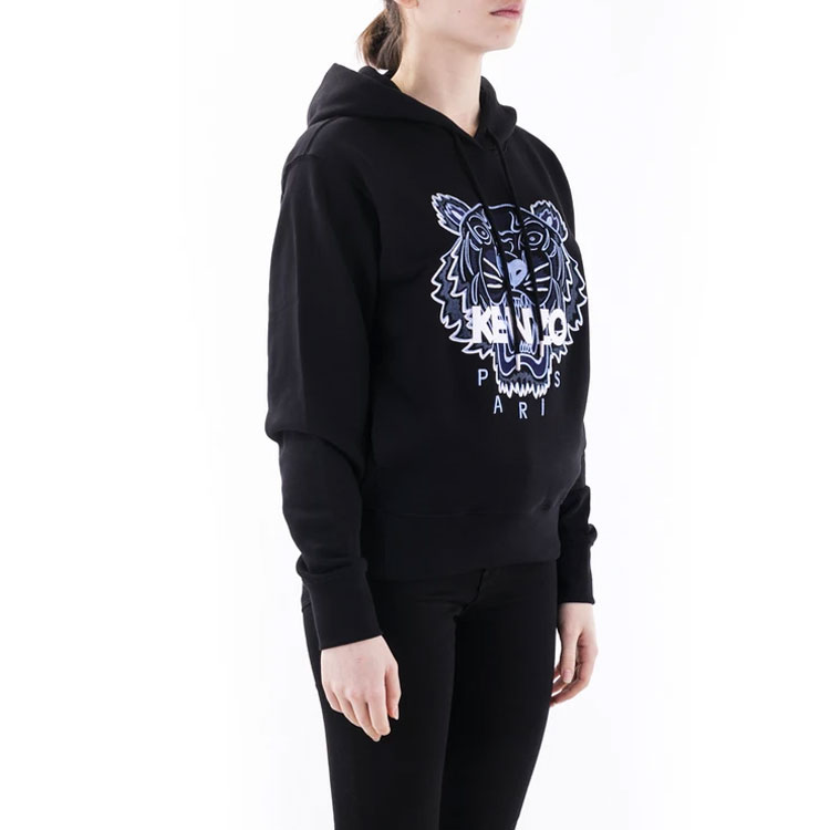 Sizing (Women) KENZO Embroidered Tiger Logo Hoodie - Black FB52SW8714XA-99