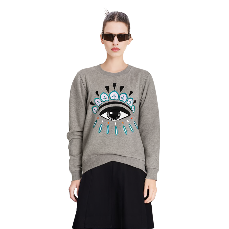 Purchase (W) KENZO Sweatshirt Abu-abu Crewneck dengan Desain Cetak Grafis Mata F862SW7104XC-95
