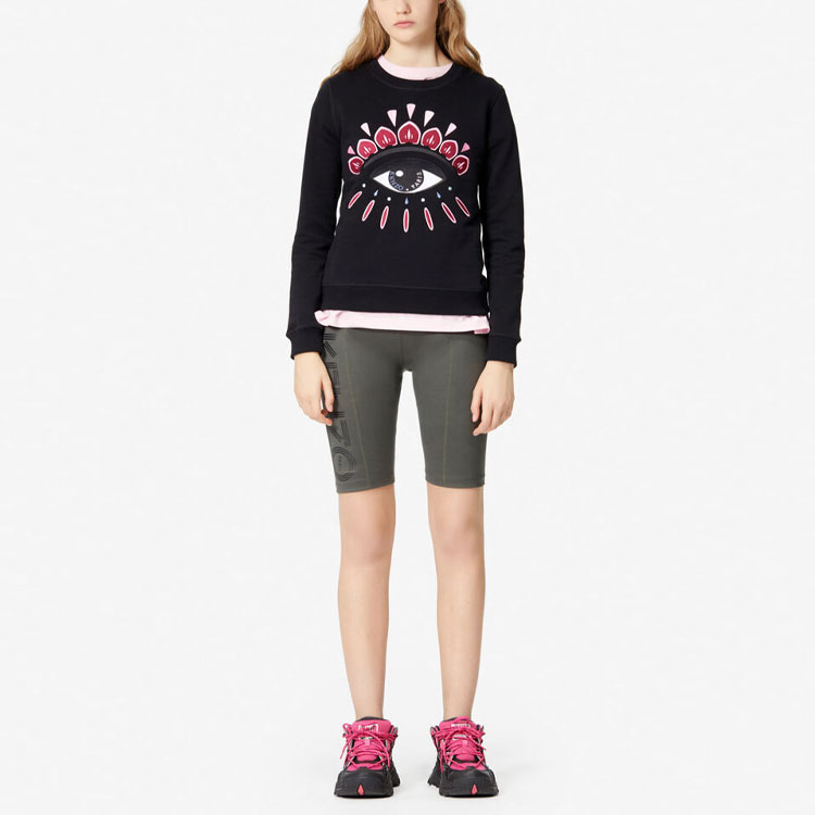 Shop (Women) Kenzo Eye Logo Crewneck Long Sleeve Sweatshirt Women’s Black F962SW7104XC-99