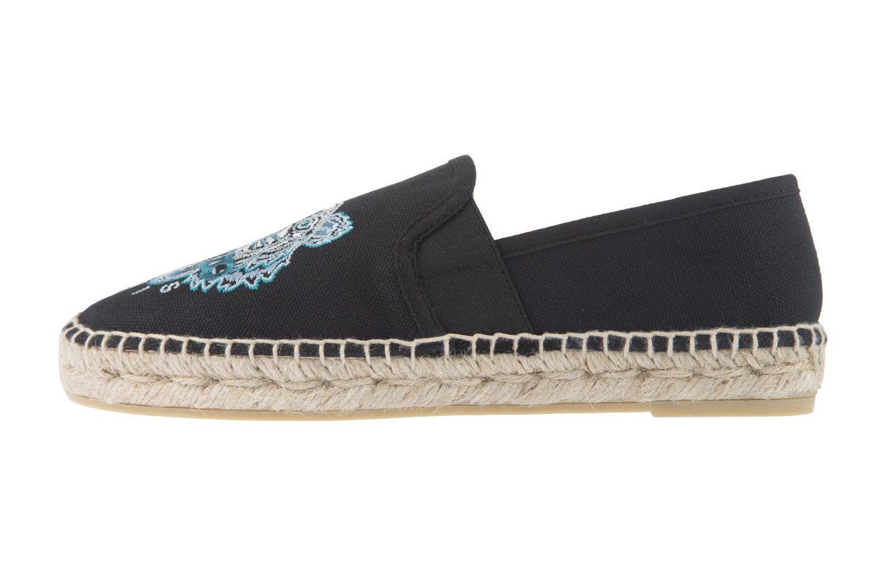 (W) Kenzo Fabric Embroidered Tiger Black 'Simple Casual Flats'