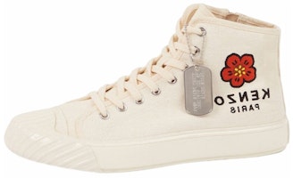 (Women) Kenzo Fabric Mid-Top Lace-Up Sneakers 'Cream' FC62SN020F73-04 (Women) Kenzo Fabric Mid-Top Lace-Up Sneakers 'Cream' FC62SN020F73-04
