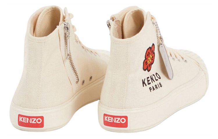 (W) Kenzo Fabric Mid-Top Lace-Up Sneakers 'Cream' 圖 3