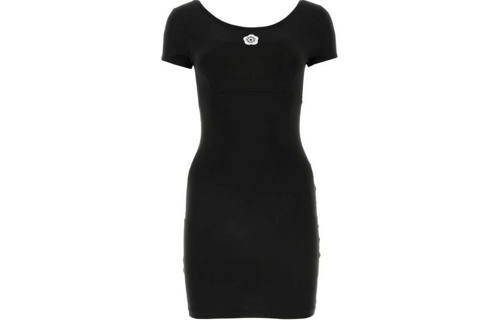 (Women) KENZO Floral Crewneck Short Sleeve Mini Dress Women’s Black FE52RO7454SW-99J