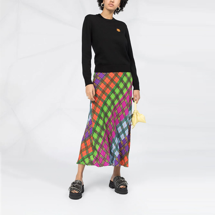 Shop (W) KENZO FW20 Classic Tiger Crewneck Sweater Hitam Wool FA62PU5233TA-99