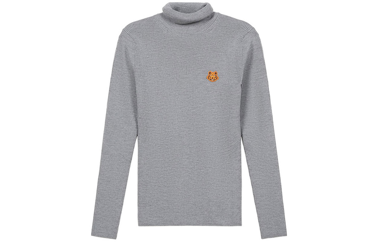 (Women) KENZO FW20 Grey Tiger Head Turtleneck Wool Sweater FA62PU5243TA-95