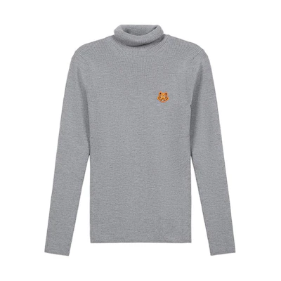 (Women) KENZO FW20 Grey Tiger Head Turtleneck Wool Sweater FA62PU5243TA-95