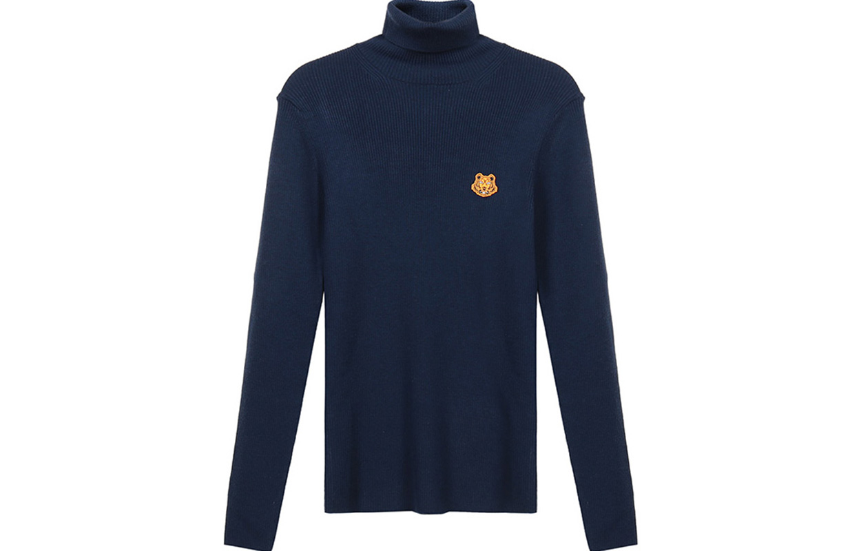 (Women) KENZO FW20 Navy Blue Slim-Fit Wool Turtleneck Sweater FA62PU5243TA-76