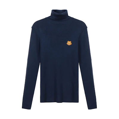 (Women) KENZO FW20 Navy Blue Slim-Fit Wool Turtleneck Sweater FA62PU5243TA-76