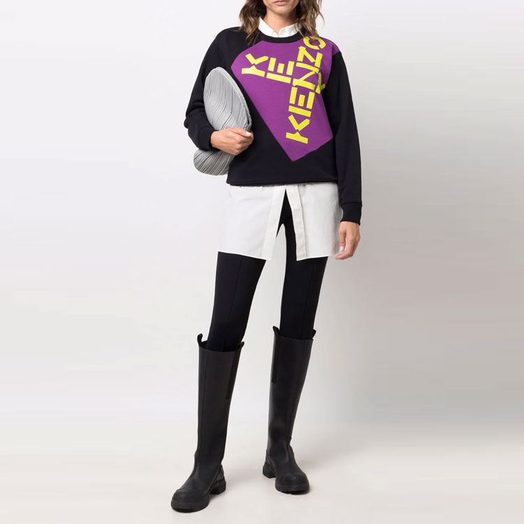 (Women) Kenzo FW21 Black Crewneck Sweatshirt with Front Cross Logo Print FB62SW6344MS-99 圖 3