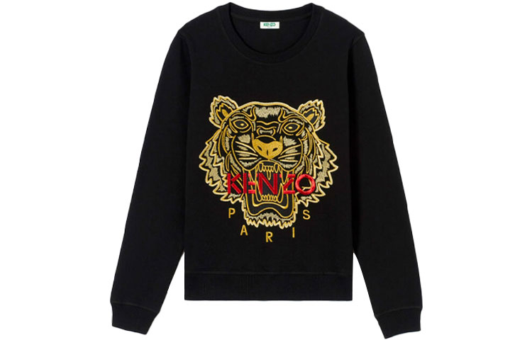 (Women) Kenzo FW21 Black Embroidered Tiger Crewneck Sweatshirt F952SW7054X7-99