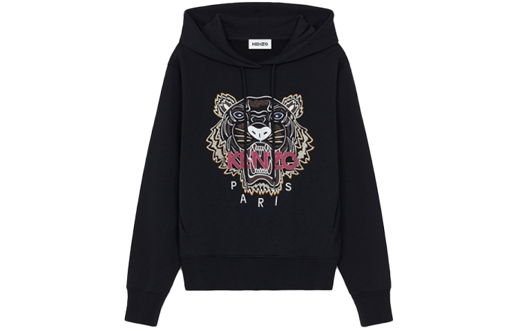 (Women) KENZO FW21 Black Embroidered Tiger Hoodie Long Sleeve. FB62SW8714XA-99