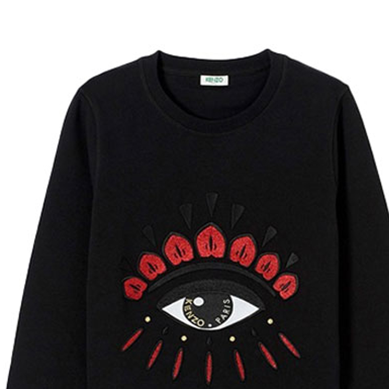 Sizing (W) KENZO FW21 黑色眼睛標誌圖案圓領長袖上衣。 F952SW7104X7-99