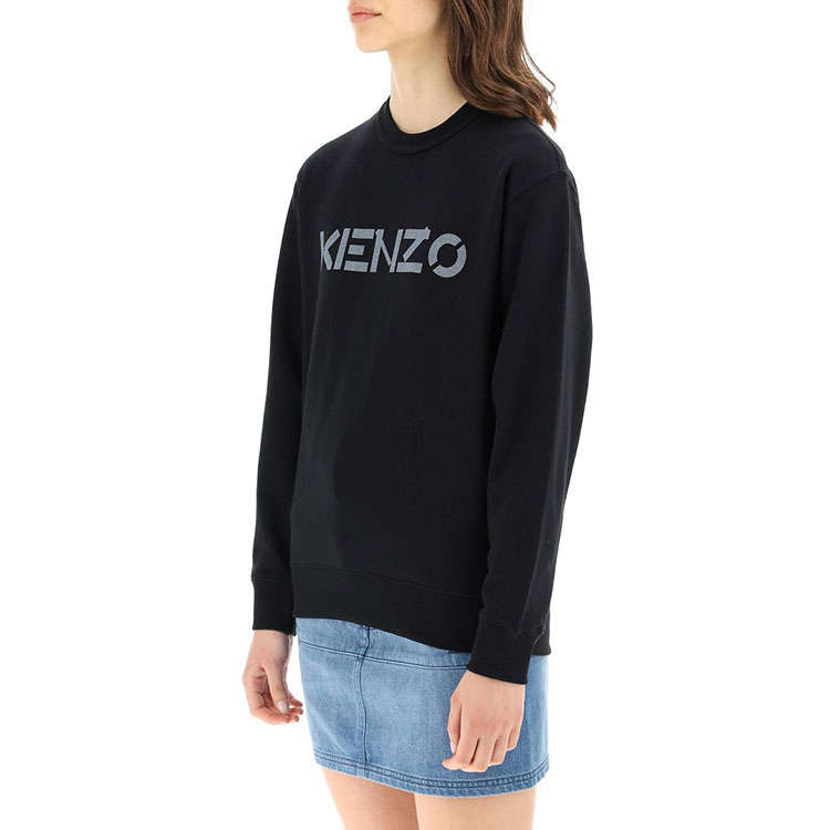 Sizing (W) KENZO FW21 黑色Logo印花長袖圓領衛衣。 FB62SW8214ML-99