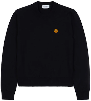 (Women) Kenzo FW21 Black Merino Wool Crewneck Sweater with Tiger Embroidery FB62PU6423TA-99 Order (Women) Kenzo FW21 Black Merino Wool Crewneck Sweater with Tiger Embroidery FB62PU6423TA-99