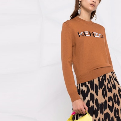 (W) KENZO FW21 Sweater Rajut Wool Coklat dengan Logo Bordir. FB62PU6393LA-15 Details for (W) KENZO FW21 Sweater Rajut Wool Coklat dengan Logo Bordir. FB62PU6393LA-15