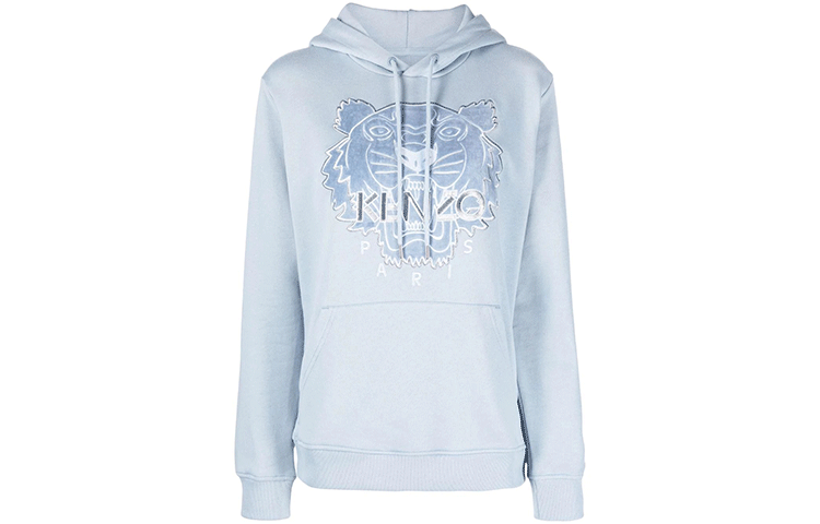 Order (W) KENZO FW21 Capsule Hoodie Lengan Panjang Logo Harimau Wanita Biru Muda. FB65SW3304MZ-62