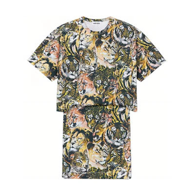 (Women) KENZO FW21 Crewneck Short Sleeve T-Shirt Dress Multicolor. FB62RO7894SW-MU