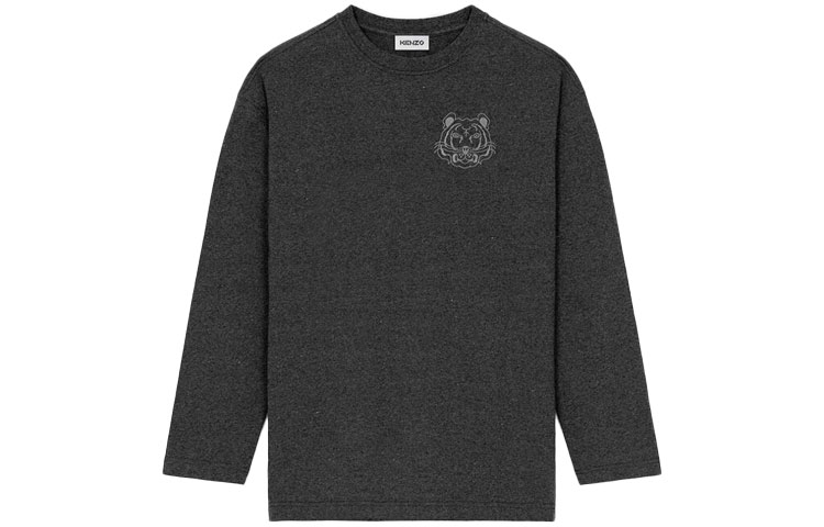 (Women) KENZO FW21 Grey Logo Tiger Print Long Sleeve Crewneck T-Shirt FB62TS697401-98