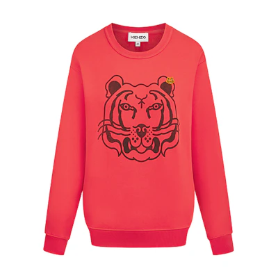 (Women) Kenzo FW21 K-Tiger Embroidered Crewneck Sweatshirt Orange FB62SW8314MO-28