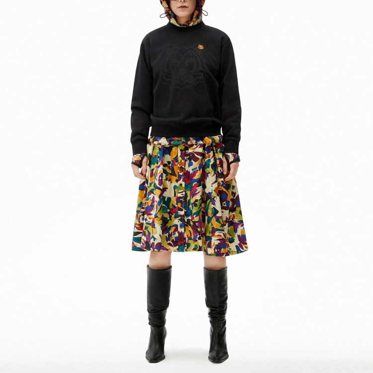 Shop (W) KENZO FW21 K-Tiger 刺繡虎頭黑色長袖圓領衛衣 FB62SW8314MO-99